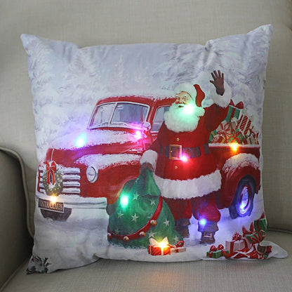 LED Light Christmas Pillow Cover - Santa Elk Glow - Cake Pops Parties
