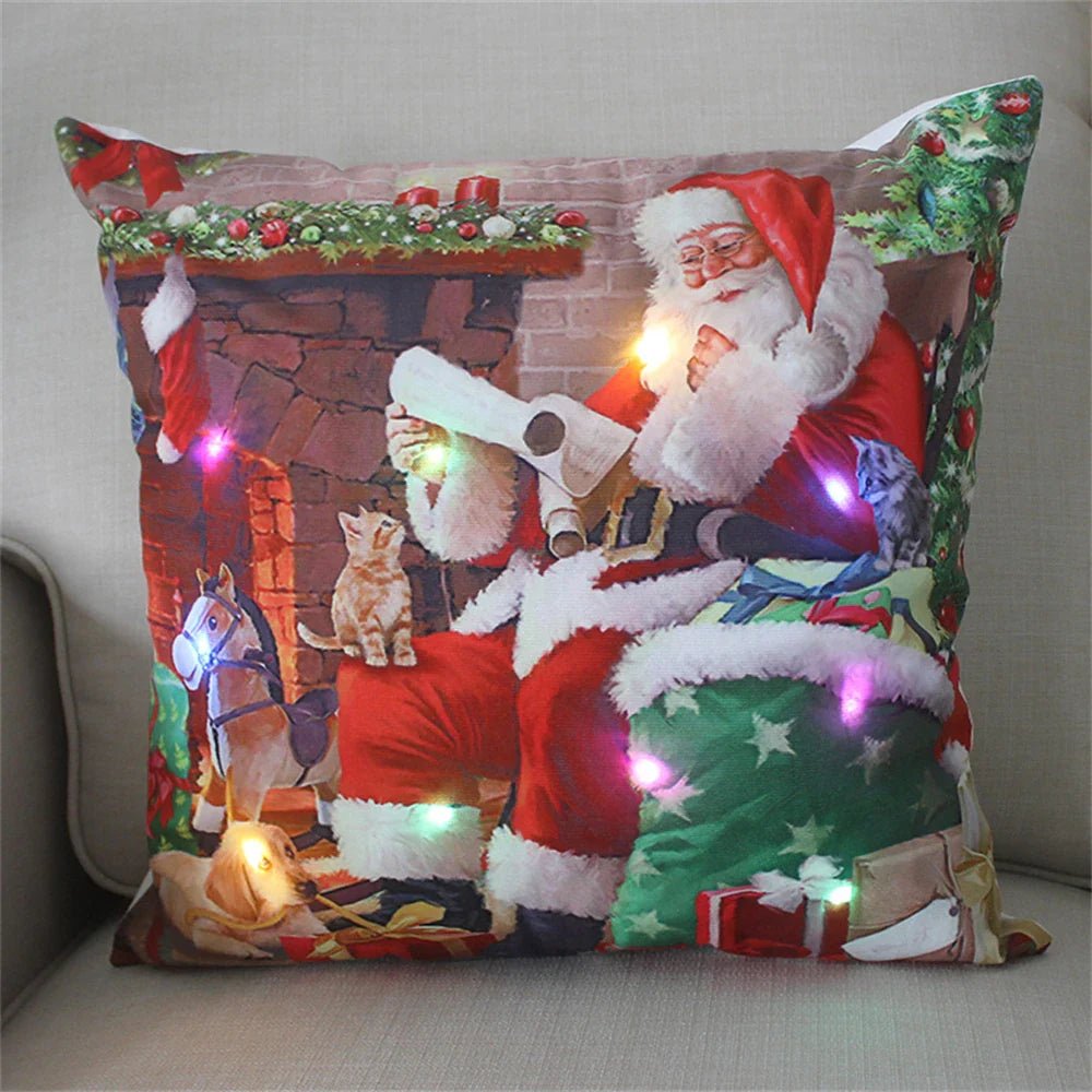 LED Light Christmas Pillow Cover - Santa Elk Glow - Cake Pops Parties