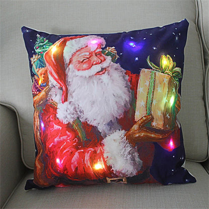 LED Light Christmas Pillow Cover - Santa Elk Glow - Cake Pops Parties