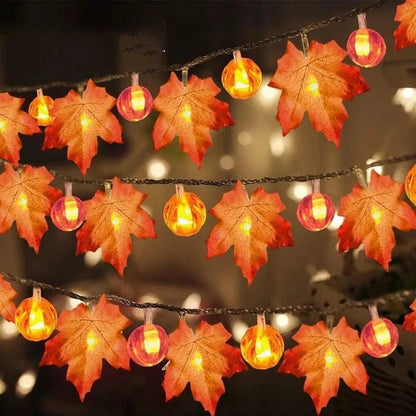 LED Maple Leaves Pumpkin Garland String Light - Cake Pops Parties