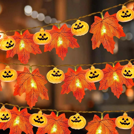 LED Maple Leaves Pumpkin Garland String Light - Cake Pops Parties