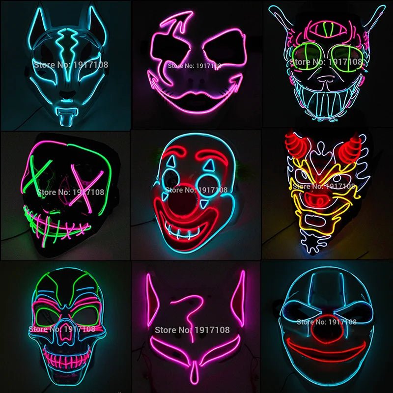 LED Neon Halloween Horror Mask - Cake Pops Parties