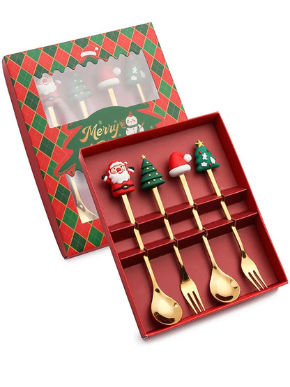 Leeseph Christmas Spoon Fork Set - Cake Pops Parties