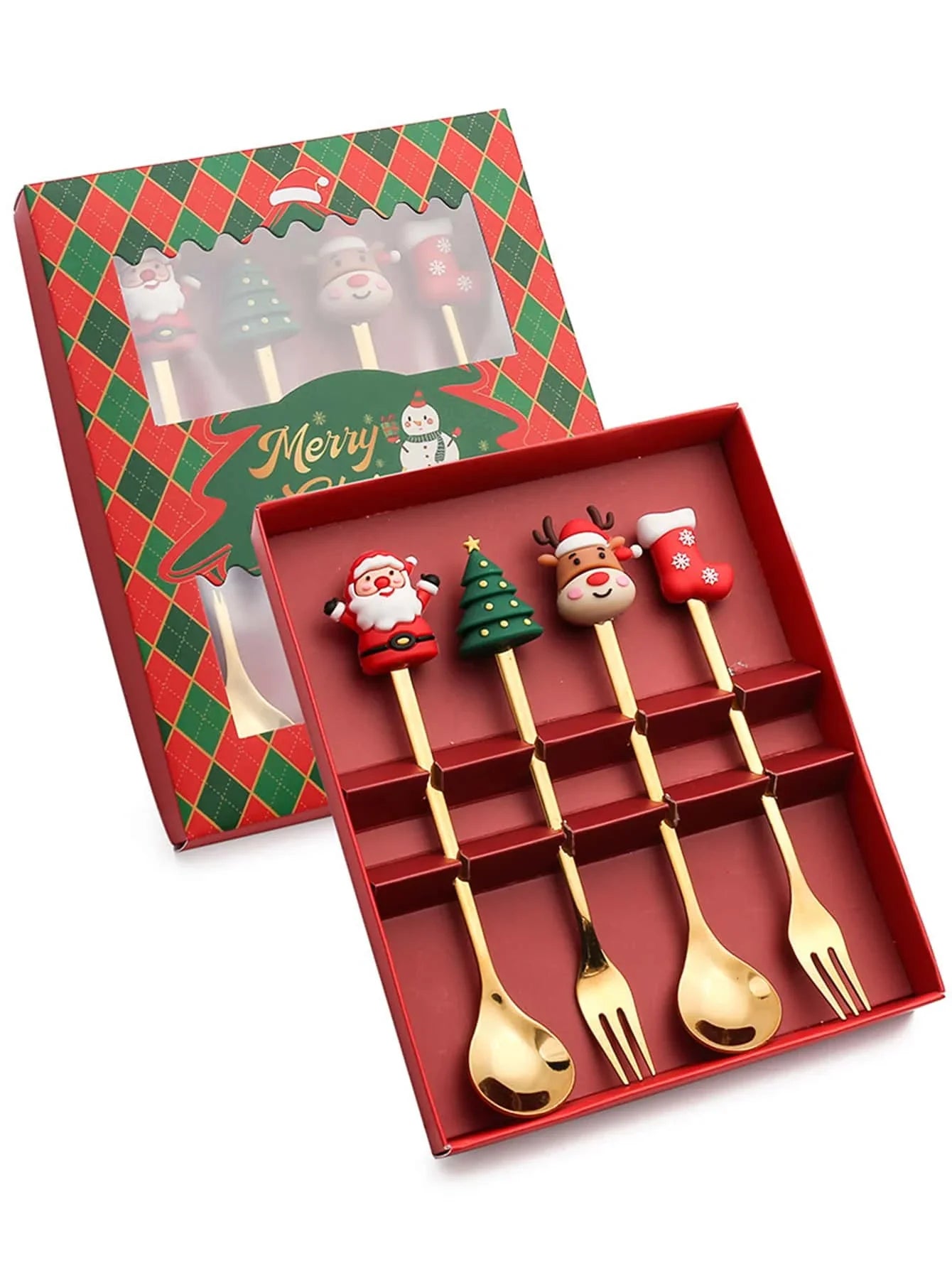 Leeseph Christmas Spoon Fork Set - Cake Pops Parties
