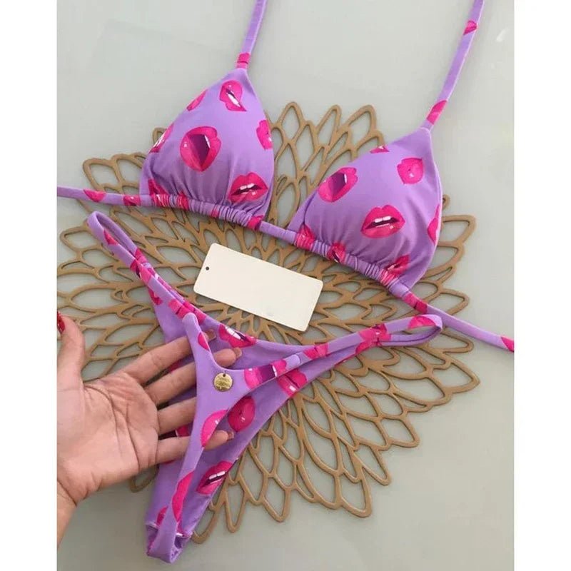 Leopard Print Sexy Bikini Set | Striped Two - Piece Thong Swimsuit | Women - Cake Pops Parties