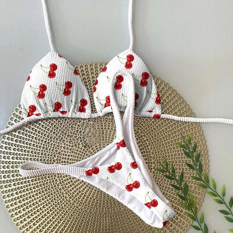 Leopard Print Sexy Bikini Set | Striped Two - Piece Thong Swimsuit | Women - Cake Pops Parties