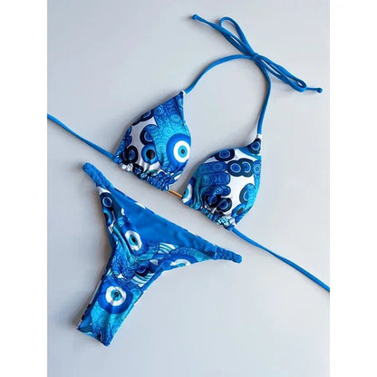 Leopard Print Sexy Bikini Set | Striped Two - Piece Thong Swimsuit | Women - Cake Pops Parties