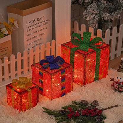 Lighted Outdoor Christmas Gift Boxes Set - Cake Pops Parties