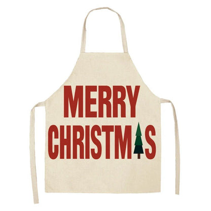 Linen Merry Christmas Apron - Home Kitchen Decoration & Gift - Cake Pops Parties