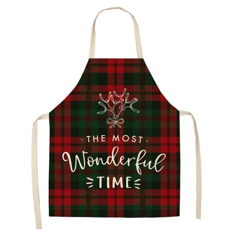 Linen Merry Christmas Apron - Home Kitchen Decoration & Gift - Cake Pops Parties
