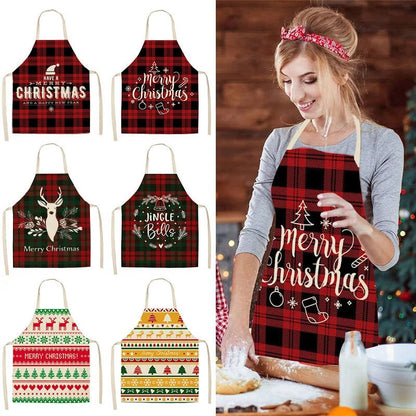 Linen Merry Christmas Apron - Home Kitchen Decoration & Gift - Cake Pops Parties