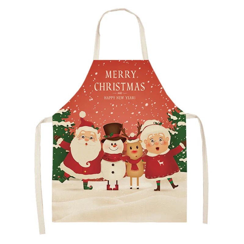 Linen Merry Christmas Apron - Home Kitchen Decoration & Gift - Cake Pops Parties