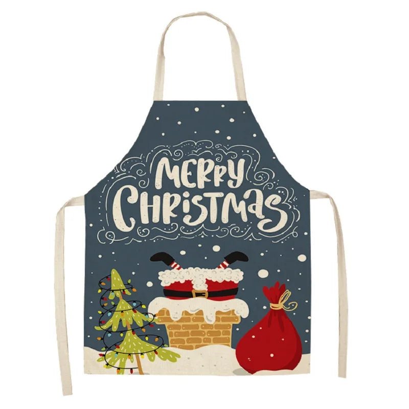 Linen Merry Christmas Apron - Home Kitchen Decoration & Gift - Cake Pops Parties