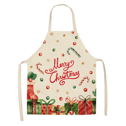 Linen Merry Christmas Apron - Home Kitchen Decoration & Gift - Cake Pops Parties