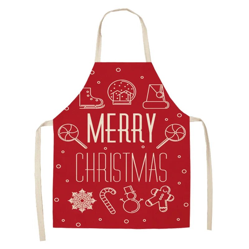 Linen Merry Christmas Apron - Home Kitchen Decoration & Gift - Cake Pops Parties