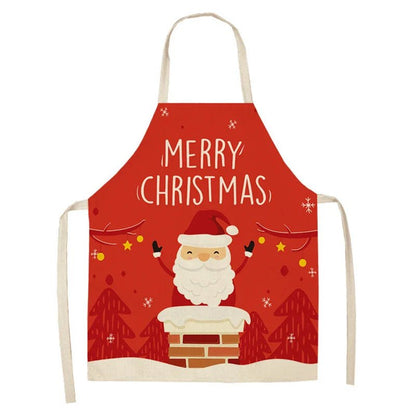Linen Merry Christmas Apron - Home Kitchen Decoration & Gift - Cake Pops Parties