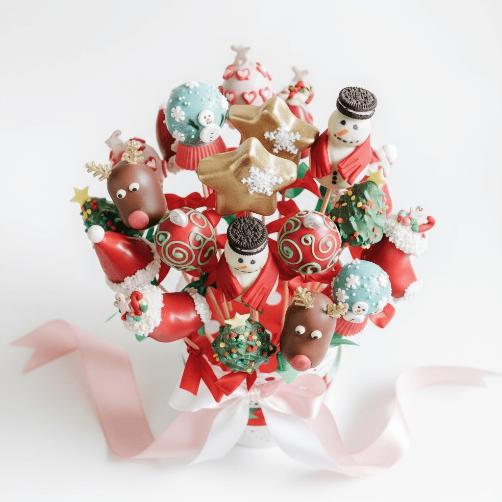 Luxury Christmas Cake Pops Bouquet - Handcrafted Festive Gift - Cake Pops Parties