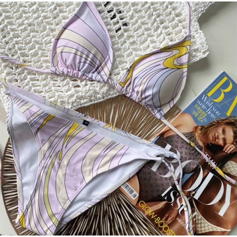 Luxury Push - Up Bikini Set | Small Chest Enhancing Slimming Swimsuit Print - Cake Pops Parties