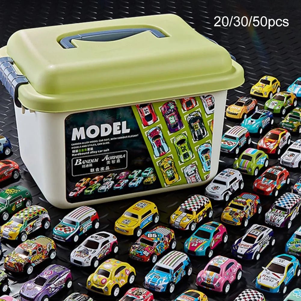 Mini Alloy Car Model Set with Storage Box - Cake Pops Parties