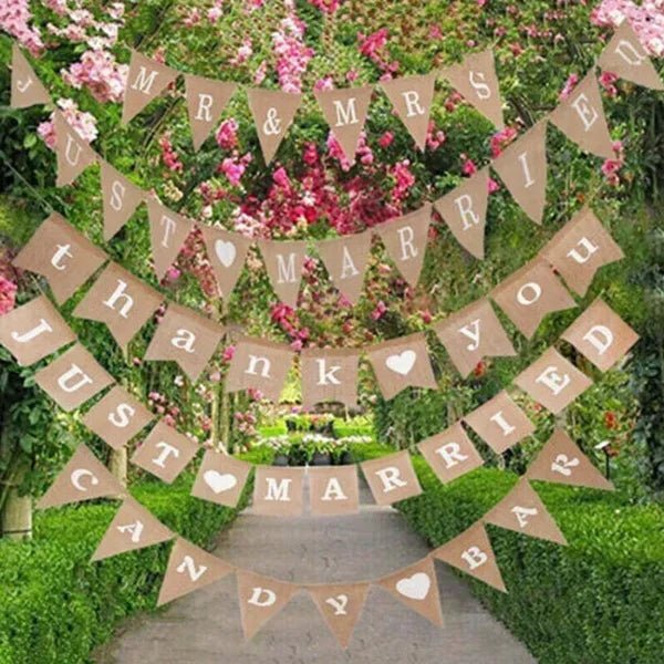 Mr. & Mrs. Just Married Burlap Bunting - Cake Pops Parties