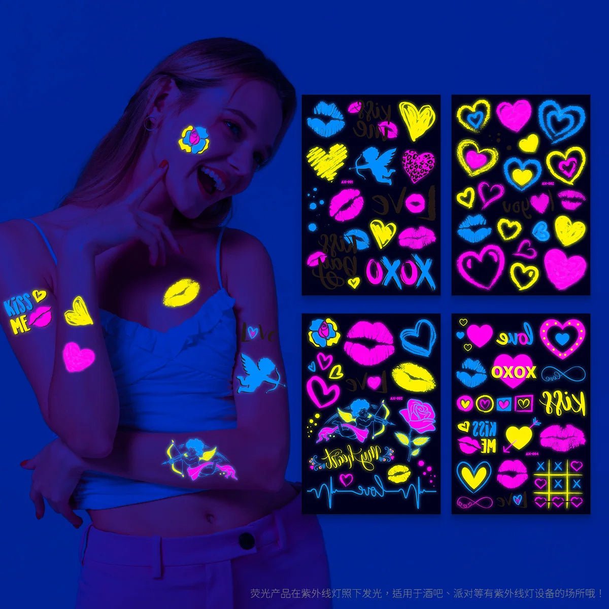 Neon Glow Party Tattoo Stickers - Cake Pops Parties