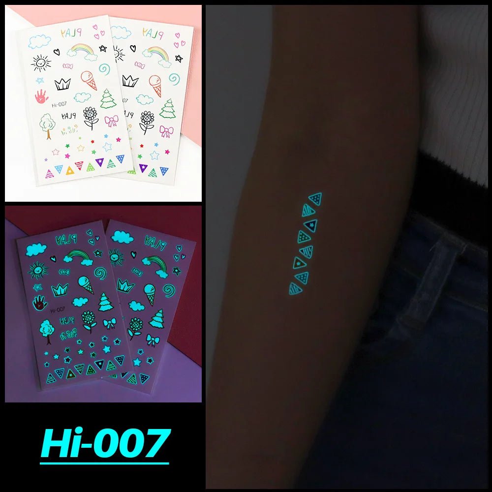 Neon Glow Party Tattoo Stickers - Cake Pops Parties