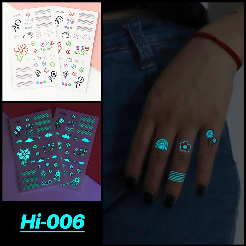 Neon Glow Party Tattoo Stickers - Cake Pops Parties