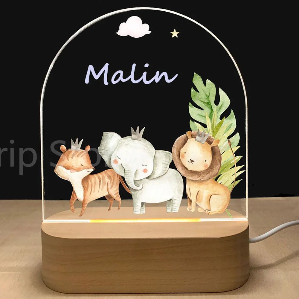 Personalized Baby Elephant Lion Night Light - Cake Pops Parties