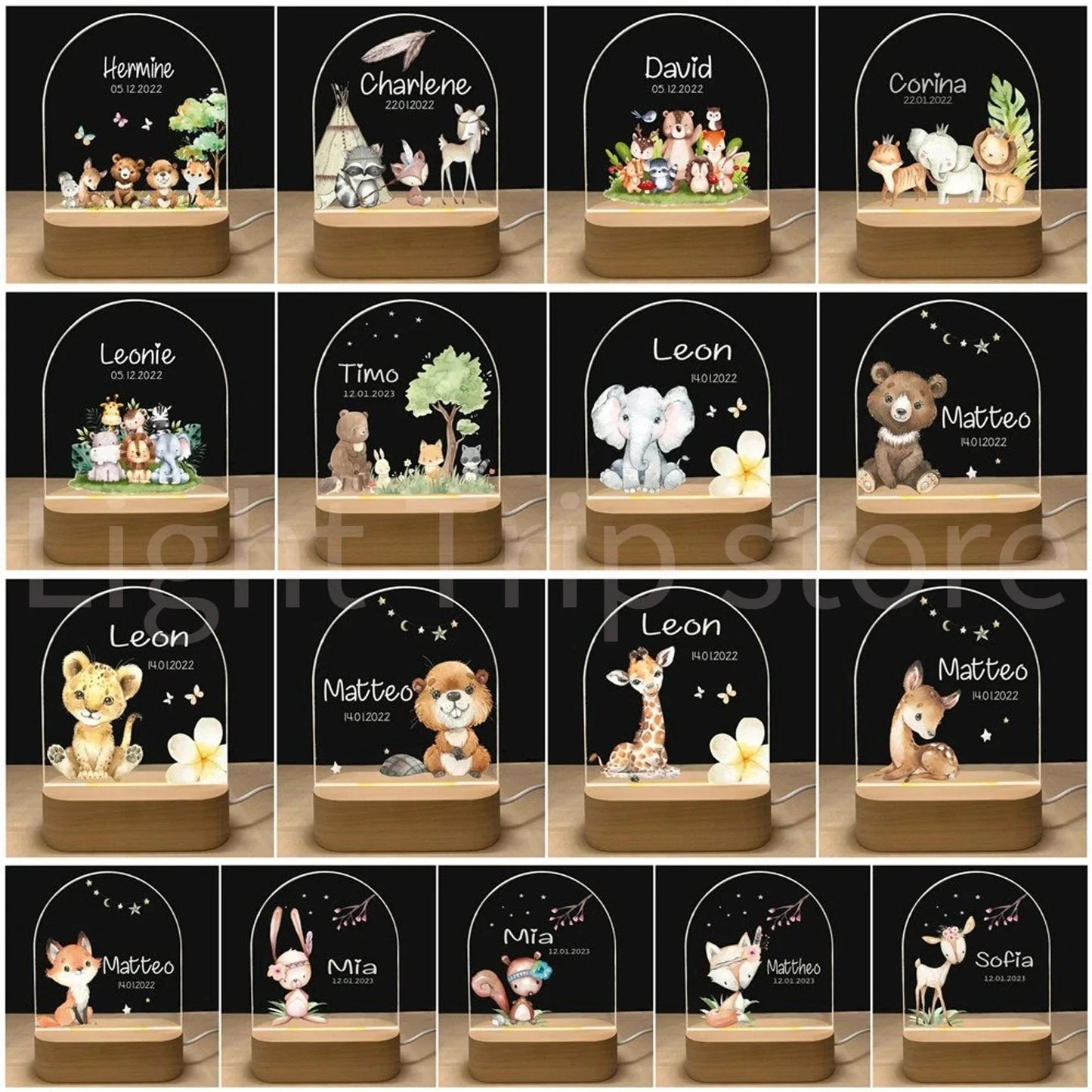 Personalized Baby Elephant Lion Night Light - Cake Pops Parties