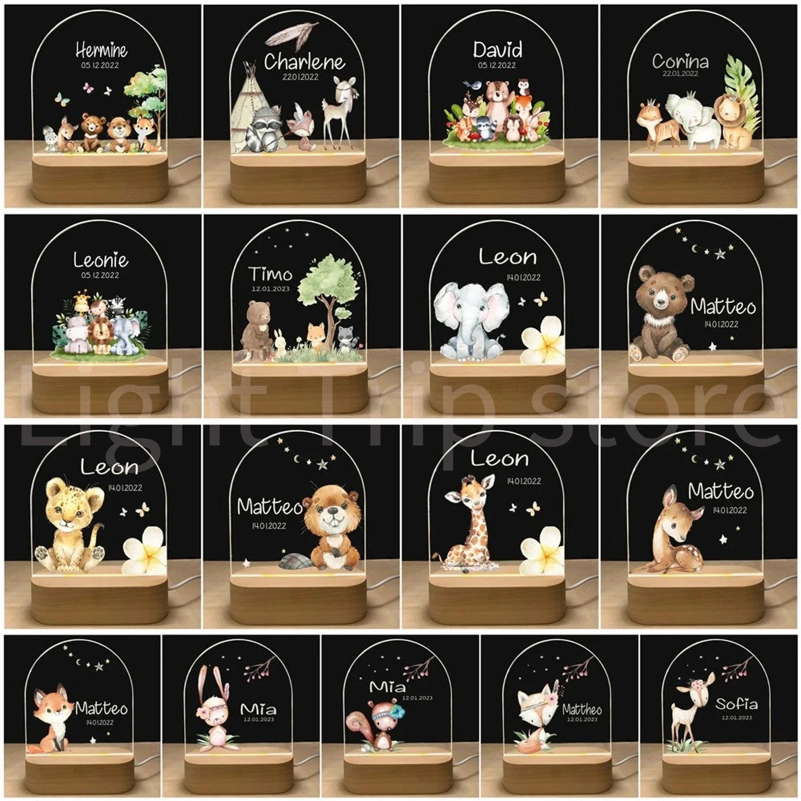 Personalized Baby Elephant Lion Night Light - Cake Pops Parties