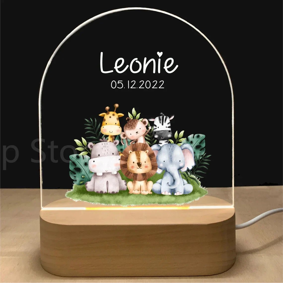 Personalized Baby Elephant Lion Night Light - Cake Pops Parties