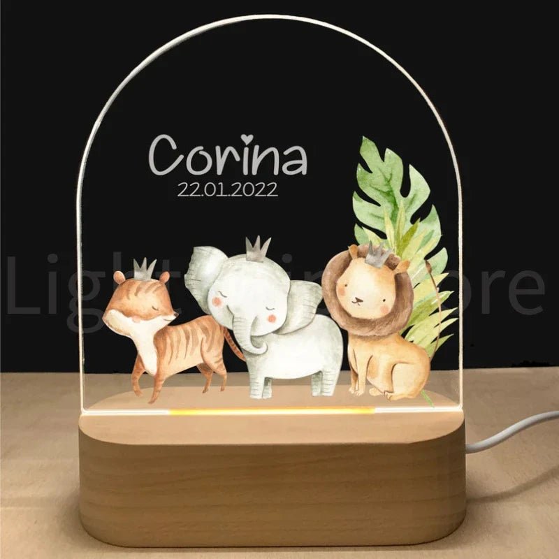 Personalized Baby Elephant Lion Night Light - Cake Pops Parties