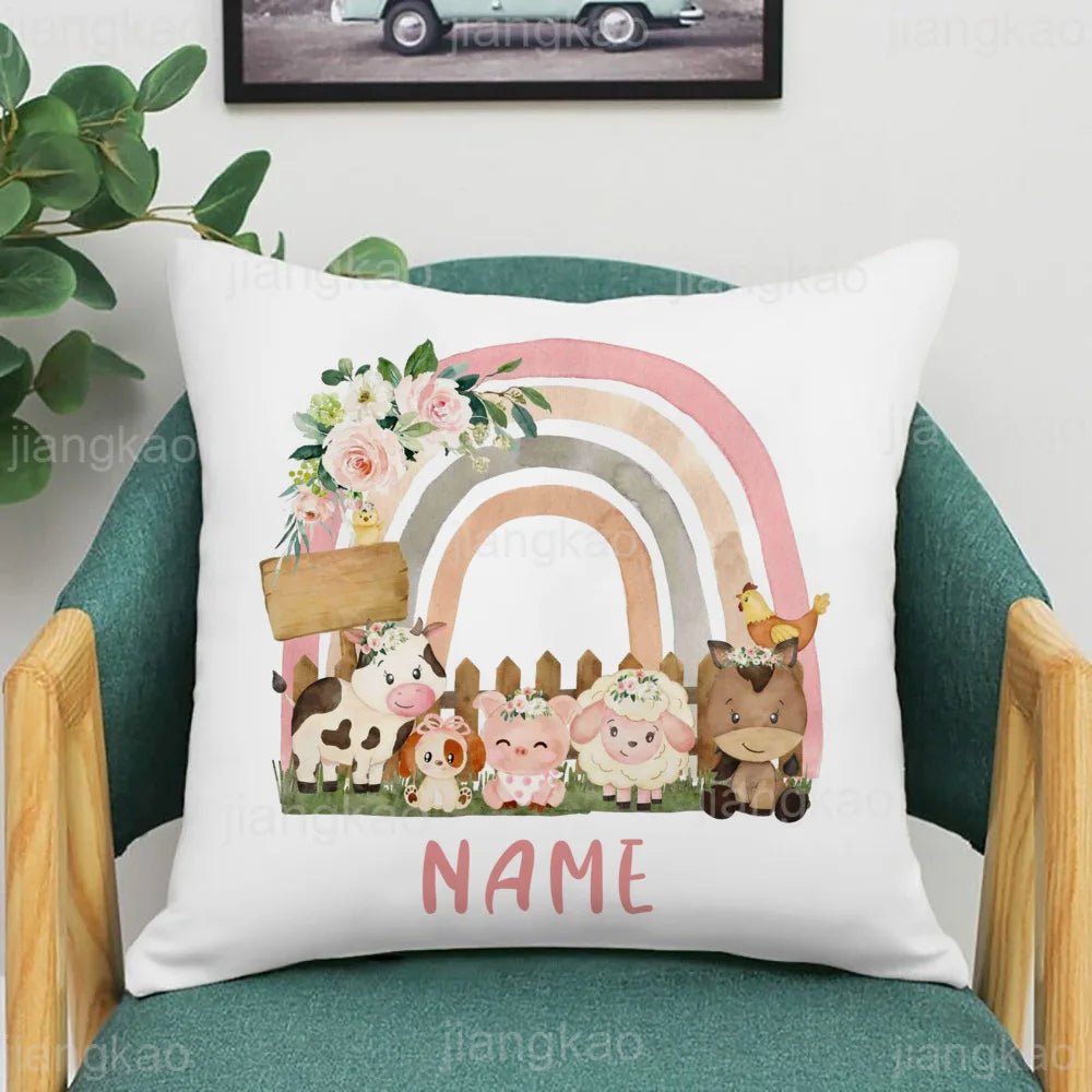 Personalized Rainbow Animal Pillow Case - Cake Pops Parties