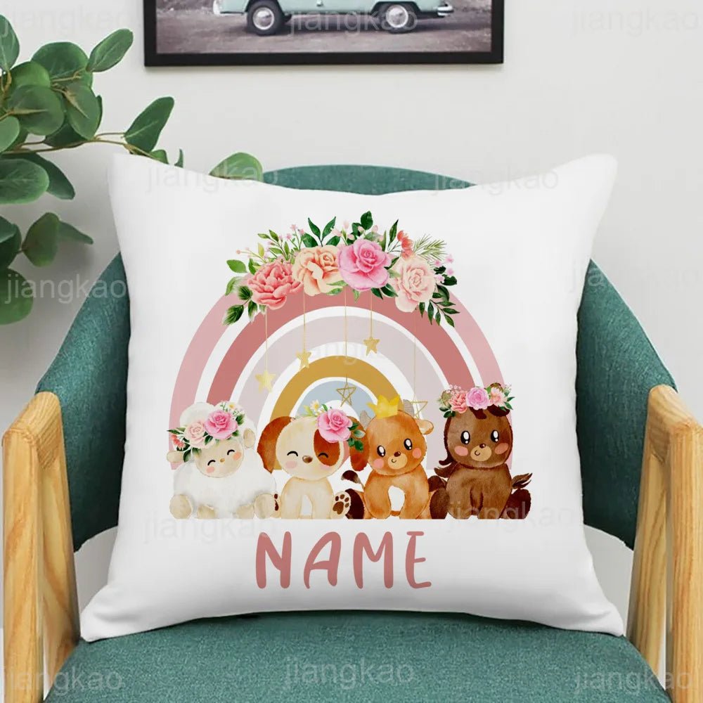 Personalized Rainbow Animal Pillow Case - Cake Pops Parties