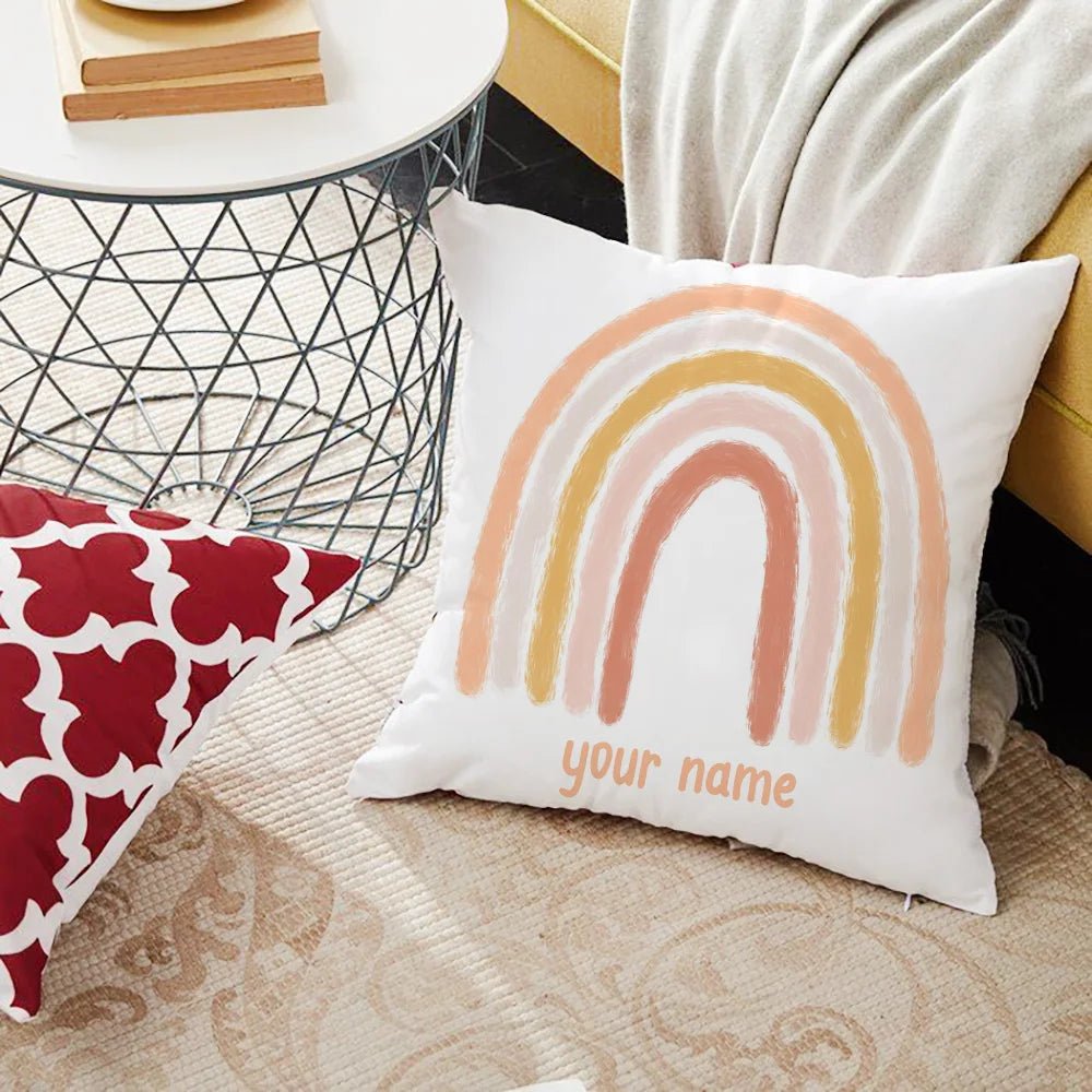 Personalized Rainbow Print Cushion Cover - Cake Pops Parties