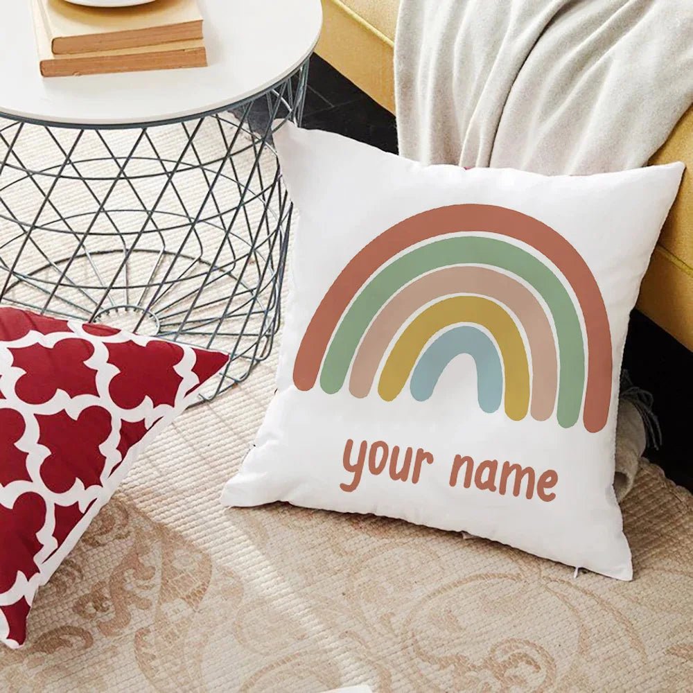 Personalized Rainbow Print Cushion Cover - Cake Pops Parties