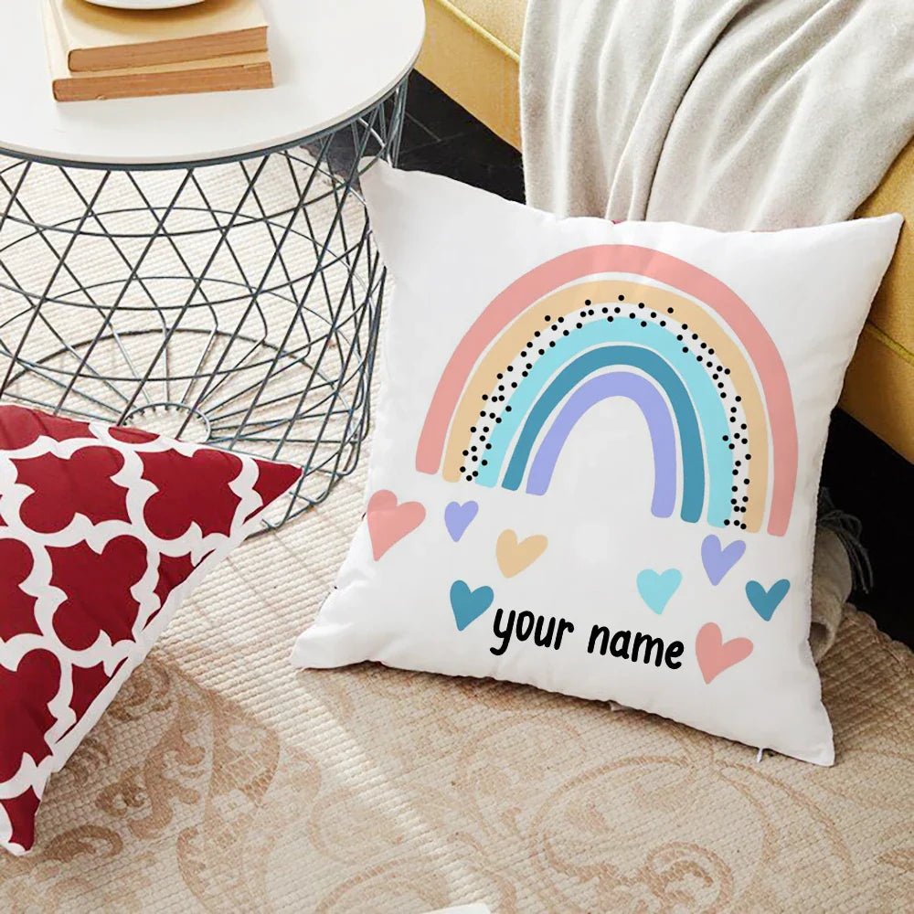 Personalized Rainbow Print Cushion Cover - Cake Pops Parties