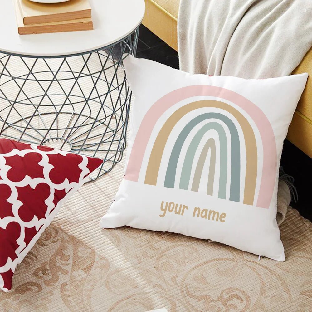 Personalized Rainbow Print Cushion Cover - Cake Pops Parties