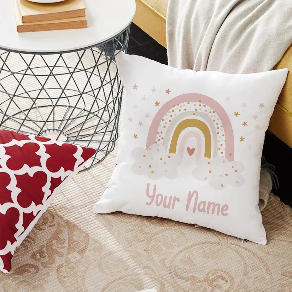 Personalized Rainbow Print Cushion Cover - Cake Pops Parties