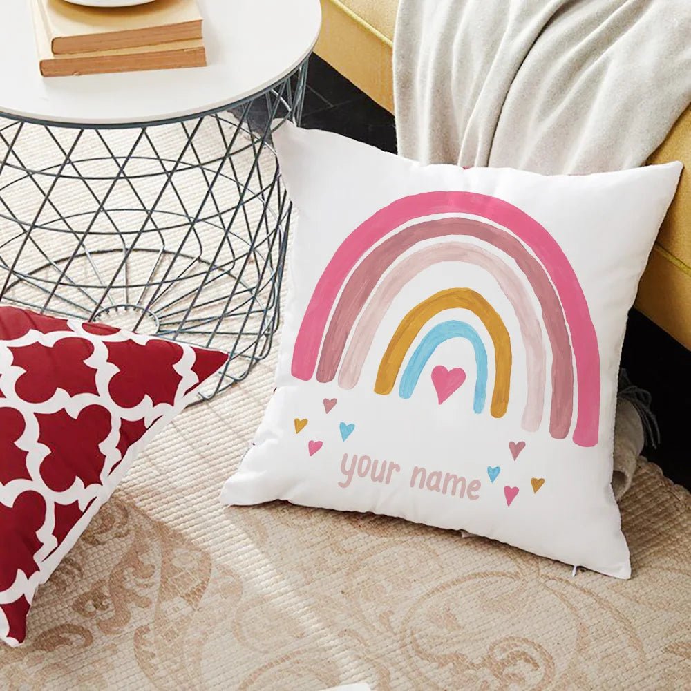 Personalized Rainbow Print Cushion Cover - Cake Pops Parties