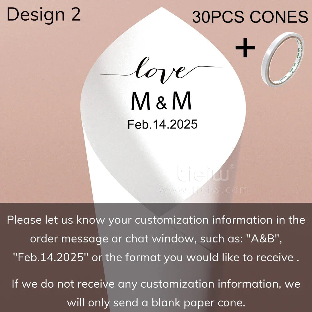 Personalized Wedding Confetti Cones - Cake Pops Parties