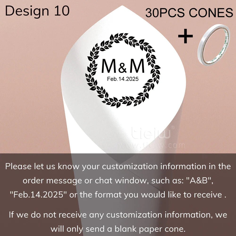 Personalized Wedding Confetti Cones - Cake Pops Parties