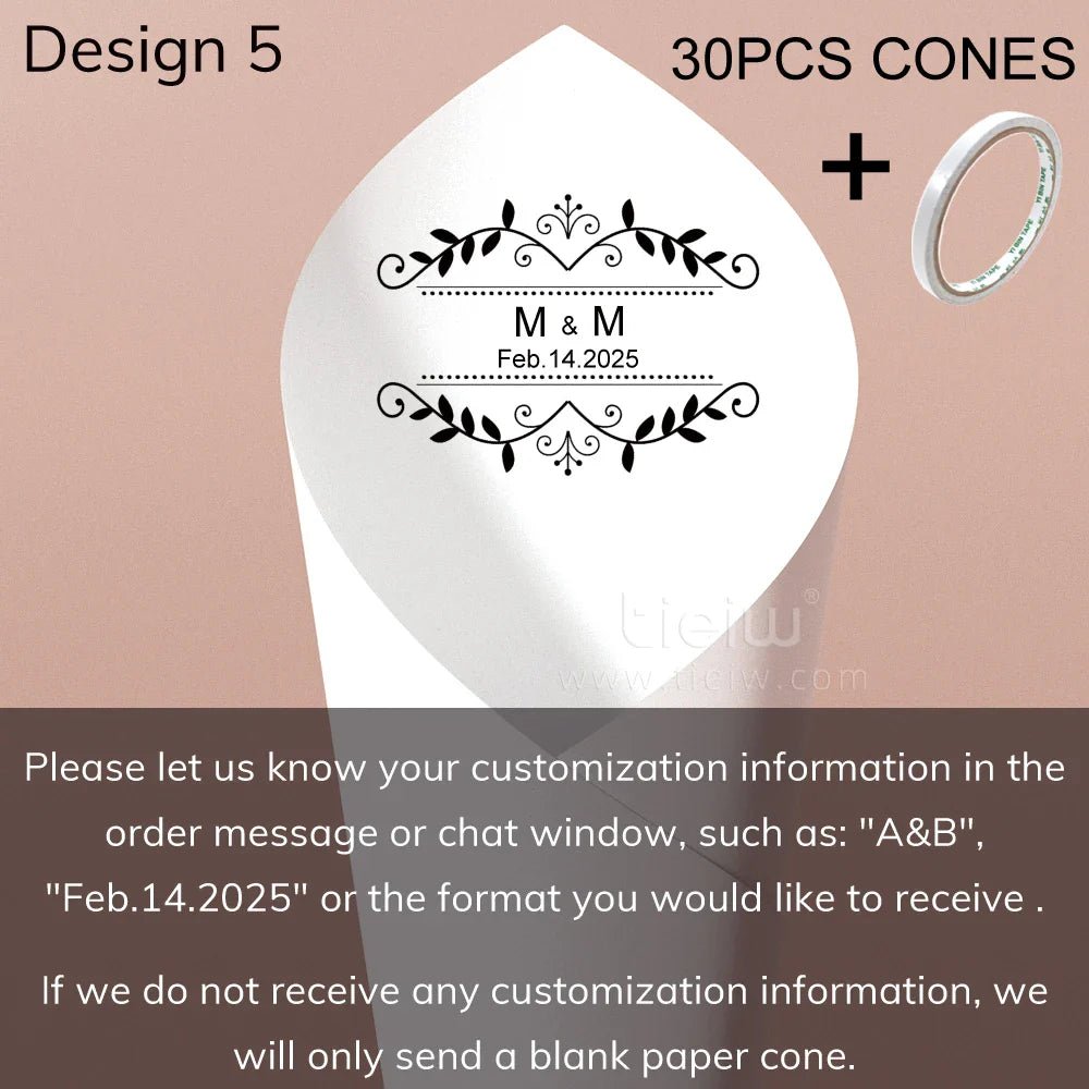 Personalized Wedding Confetti Cones - Cake Pops Parties