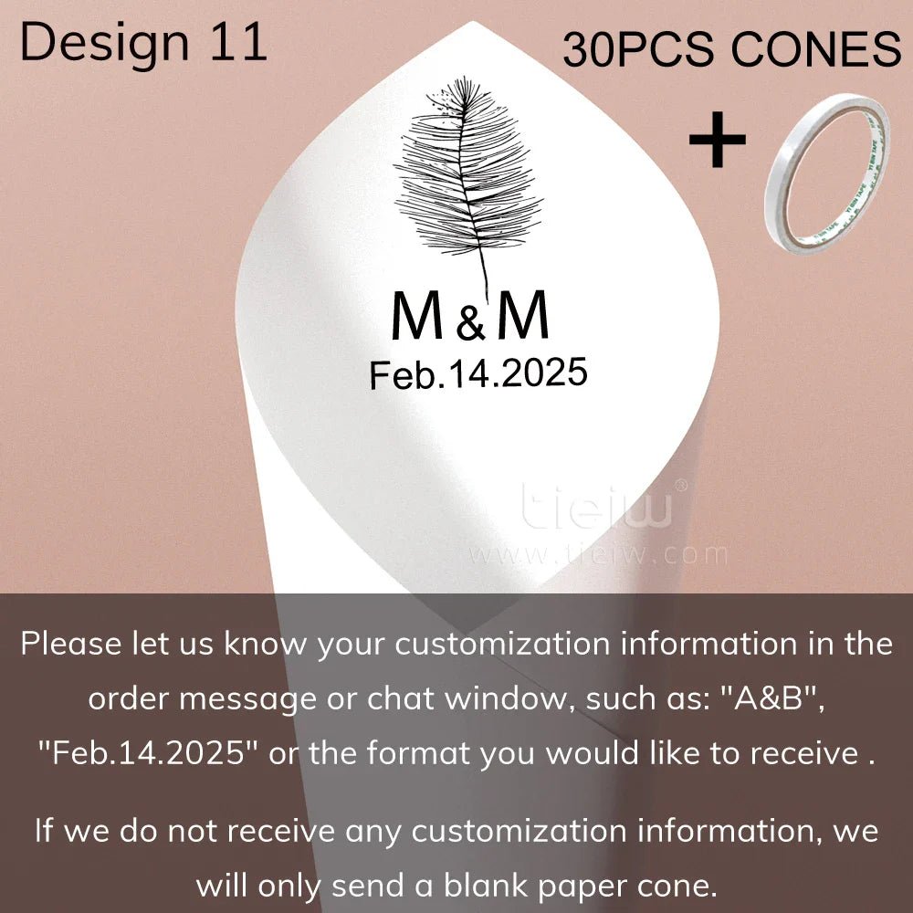 Personalized Wedding Confetti Cones - Cake Pops Parties