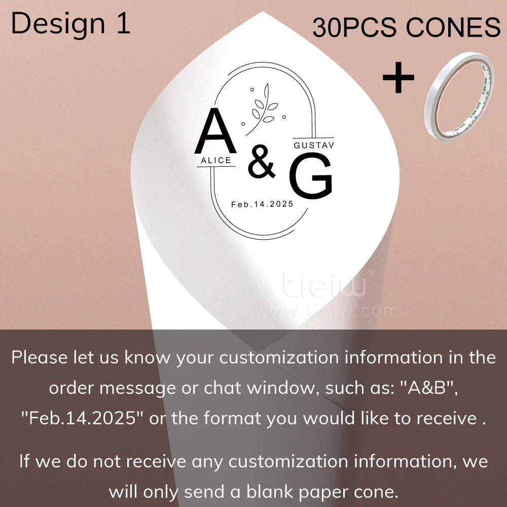 Personalized Wedding Confetti Cones - Cake Pops Parties