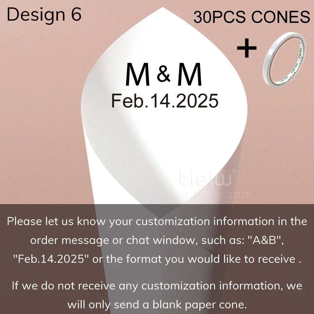 Personalized Wedding Confetti Cones - Cake Pops Parties