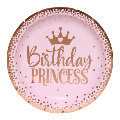 Pink Gold Princess Crown Tableware Set - Cake Pops Parties