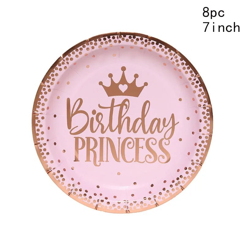 Pink Gold Princess Crown Tableware Set - Cake Pops Parties