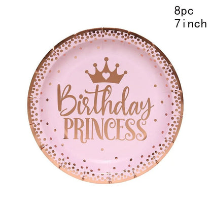 Pink Gold Princess Crown Tableware Set - Cake Pops Parties