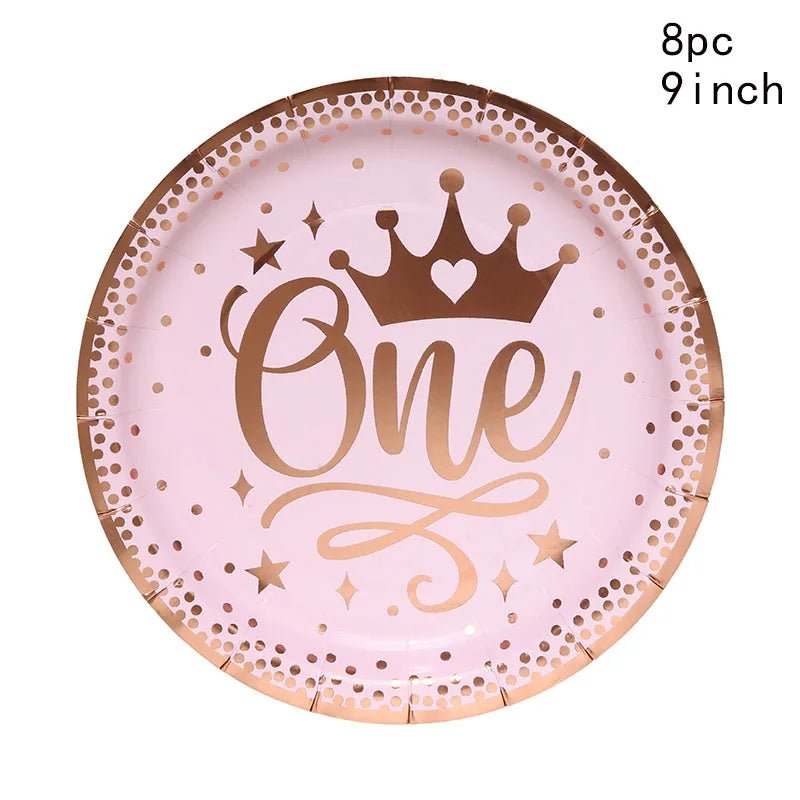 Pink Gold Princess Crown Tableware Set - Cake Pops Parties